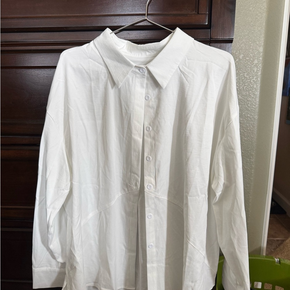 Classic White Button-Down Men's Shirt